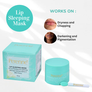 Perenne Lip Sleeping Mask (Mint Choco) For Lip plumping & depigmentation With Kojic acid & Vitamin C (10 gm)