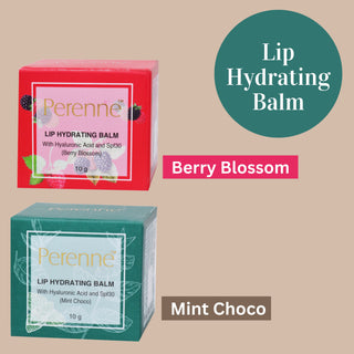 Perenne Lip Hydrating balm With Hyaluronic acid and SPF 30 (Berry blossom & Mint Choco-10gm x 2)