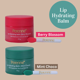 Perenne Lip Hydrating balm With Hyaluronic acid and SPF 30 (Berry blossom & Mint Choco-10gm x 2)