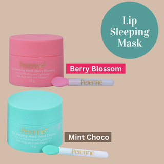 Perenne Lip Sleeping Mask For lip plumping & depigmentation With Kojic acid & Vitamin C (Berry blossom & Mint Choco-10gm x 2)