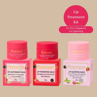 Pack Of Perenne Lip Hydrating balm, Lip Lightening Scrub & Lip Sleeping Mask (Berry Blossom, 10gm x 3)