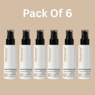 Perenne Hair Smooth and Shine Serum with SPF – Pack of 6 (100ml each) | With Root Biotech, Argan Oil & Rosemary Oil | Anti-Frizz, UV & Heat Protection Hair Serum for Smooth, Shiny Hair | For Men & Women