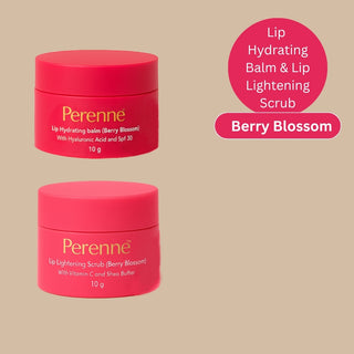 Perenne Lip Hydrating balm & Lip Lightening Scrub (Berry Blossom-10gm x 2)
