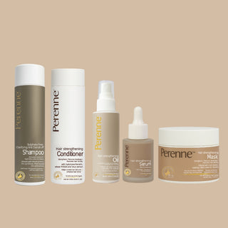 Perenne Clarifying Anti-Dandruff Hair Strengthening Kit including Clarifying  Anti-Dandruff Shampoo, Hair Strengthening Conditioner,  Hair Strengthening Oil, Hair Strengthening Serum & Hair Strengthening Mask | For Dandruff, Hair Fall & Hair Growth.