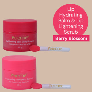 Perenne Lip Hydrating balm & Lip Lightening Scrub (Berry Blossom-10gm x 2)