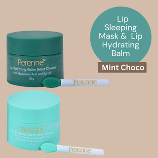 Perenne Lip Sleeping Mask & Lip Hydrating Balm (Mint Choco- 10gm x 2)