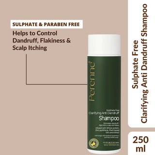 Perenne Sulphate-Free Clarifying Anti-Dandruff Shampoo | Controls Dandruff, Flakiness & Itchy Scalp | Zinc Pyrithione, Piroctone Olamine & Salicylic Acid | Paraben & Sulphate Free| All Hair Types | For Men & Women (250ml)