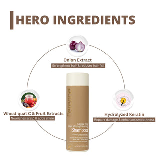 Perenne Sulphate-Free Hair Strengthening Shampoo | Anti-Hair Fall | Hair Growth | Hydrolyzed Keratin, Onion Extract & Redensyl | For Men & Women (250ml)