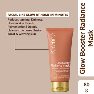 Glow Booster Radiance Mask with Vitamin C & Hyaluronic Acid | Deeply Cleanses | Instantly Glowing & Clear Skin | Men & Women | For All Skin Types (80g)