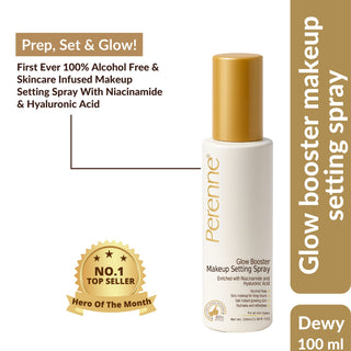 Perenne Glow Booster Makeup Setting Spray | Alcohol-Free | Enriched with Niacinamide & Hyaluronic Acid | Best Long-Lasting Makeup Fixer & Dewy Finish (100ml)