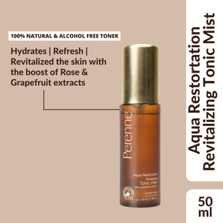 Perenne Revitalizing Tonic Mist For Skin Hydration, Restoration Brightening With Rose Water, Green Tea Extracts