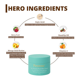 Perenne Lip Sleeping Mask (Mint Choco) | For Dry & Chapped Lips | Lip Plumping & Depigmentation | Hydrating & Nourishing | Kojic Acid & Vitamin C (10 gm)