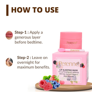 Perenne Lip Sleeping Mask (Berry blossom) For lip plumping & depigmentation With Kojic acid & Vitamin C (10 gm)