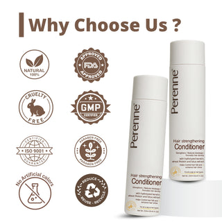 Perenne Hair Strengthening Conditioner | Anti-Hair Fall | Frizz Control | Smooth & Shiny Hair | Sulphate & Paraben Free | For Men & Women (250 ml)
