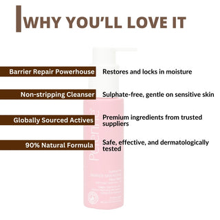 Perenne Sulphate Free Barrier Skin Repair Face Wash With 5 Essential Ceramides & Hyaluronic Acid | Improves skin texture | Repairs and strengthens the skin barrier | Dermatologically tested | Gentle for All Skin Types