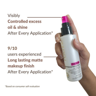 Perenne Prep & Set Matte Makeup Setting Spray with Niacinamide, Hyaluronic Acid & Caffeine |Matte Finished| Helps to control oil | For Long Lasting makeup up to 24 hrs* |100% Alcohol-Free & Fragrance-Free