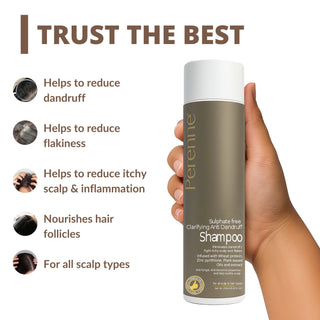 Perenne Sulphate-Free Clarifying Anti-Dandruff Shampoo | Controls Dandruff, Flakiness & Itchy Scalp | Zinc Pyrithione, Piroctone Olamine & Salicylic Acid | Paraben & Sulphate Free| All Hair Types | For Men & Women (250ml)