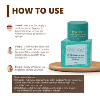 Perenne Lip Lightening Scrub (Mint Choco) | Exfoliates & Rejuvenates | Removes Pigmentation & Dead Skin | Vitamin C & Shea Butter | Hydrating & Plumping (10gm)