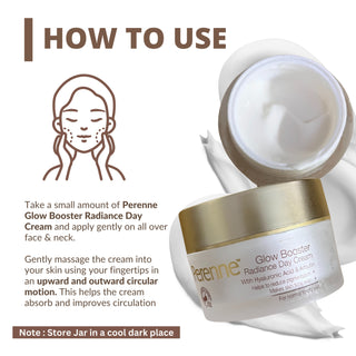 Perenne Glow Booster Radiance Day Cream | Natural Vitamin C, Green Tea & Licorice | Skin Lightening, Brightening & Depigmentation | Glowing Skin | Hydrating & Lightweight | For All Skin Types | Paraben-Free | Men & Women (50g)