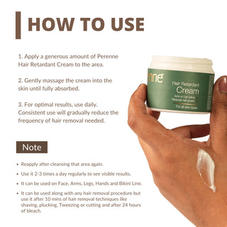 Perenne Hair Retardant Cream | Reduces Unwanted Face Hair Growth | Dermatologist-Tested & Clinically Proven Formula | Natural & Paraben-Free | Safe for Face & Body | For Women & Men