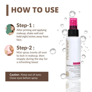 Perenne Prep & Set Matte Makeup Setting Spray with Niacinamide, Hyaluronic Acid & Caffeine |Matte Finished| Helps to control oil | For Long Lasting makeup up to 24 hrs* |100% Alcohol-Free & Fragrance-Free