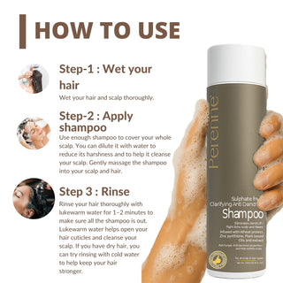 Perenne Sulphate-Free Clarifying Anti-Dandruff Shampoo | Controls Dandruff, Flakiness & Itchy Scalp | Zinc Pyrithione, Piroctone Olamine & Salicylic Acid | Paraben & Sulphate Free| All Hair Types | For Men & Women (250ml)