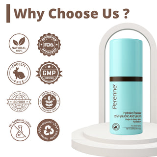 Perenne Hydration Booster 2% Hyaluronic Acid Serum With Swiss Glacier Water + Pentavitin® | Intense Hydration + Skin Plumping |Lightweight & Fast-Absorbing| 92% Natural | Dermatologically Tested | For All Skin Types 20 ml