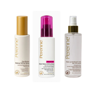 Buy Combo of Perenne Glow Booster Makeup Setting Spray, Prep & Set Matte Makeup Setting Spray & Makeup Disinfectant Mist (100ml x 100mlx 200ml)