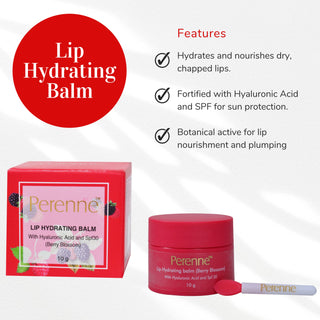 Perenne Lip Hydrating balm (Berry blossom) With Hyaluronic acid and SPF 30 (10 gm)