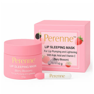Perenne Lip Sleeping Mask (Berry Blossom) | For Dry, Chapped Lips | Plumps & Brightens Dark Lips | Overnight Hydration & Repair | Kojic Acid & Vitamin C | (10 gm)