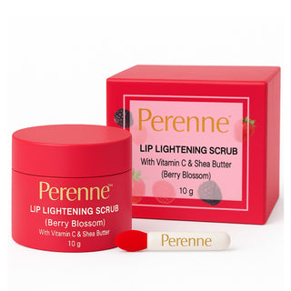 Perenne Lip Lightening Scrub (Berry Blossom) | Removes Pigmentation & Dead Skin | Hydrating & Nourishing | Vitamin C, Shea Butter & Jojoba Oil (10 gm)