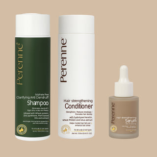 Buy Perenne Clarifying Anti-Dandruff Shampoo (250ml), Hair Strengthening Conditioner (250ml) & Hair Strengthening Serum Combo | Anti-Hair Fall, Dandruff Control & Hair Regrowth | For Men & Women | Sulphate-Free & Dermatologically Tested