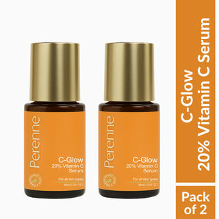 Perenne C-Glow 20% Vitamin C Serum | 20% EAA (Ethyl Ascorbic Acid) | Target Hyperpigmentation | Brightening & Anti-Aging | Antioxidants & Hyaluronic Acid  | For All Skin Types | Men & Women (30 ml)