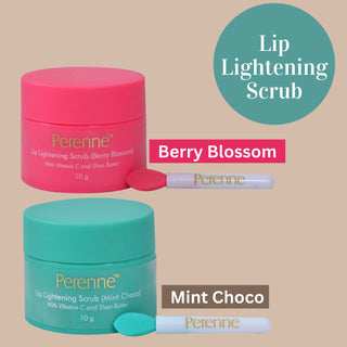 Perenne Lip Lightening Scrub With Vitamin C and Shea butter (Berry blossom & Mint Choco-10gm x 2)