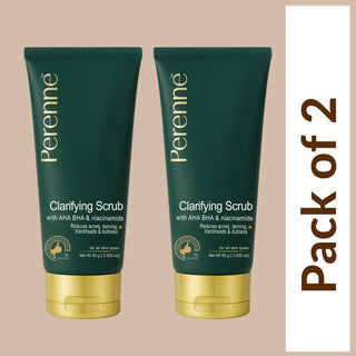 Perenne Clarifying Clay Scrub | Exfoliates & Detoxifies | Controls Oil & Reduces Acne | AHA & BHA Formula | Black Clay & Niacinamide (80g)