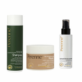 Buy Combo of Sulphate Free Clarifying Anti-Dandruff Shampoo, Hair Strengthening Mask and Hair Smooth & Shine serum
