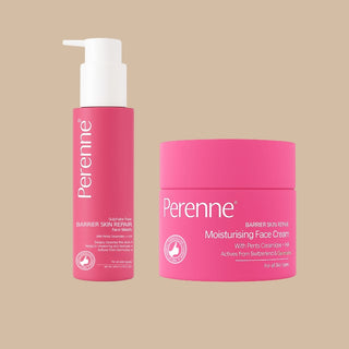 Perenne Sulphate-Free Barrier Skin Repair Face Wash & Moisturizing Face Cream Combo | Ceramide Skincare for Sensitive, Dry & Damaged Skin | Gentle Cleanser + Deep Hydration | Dermatologist-Tested, Fragrance-Free