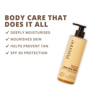 Perenne Sulphate Free Glow Booster Detan Body Wash | 5% AHA, Niacinamide & Hyaluronic Acid | Brightens & Exfoliates | Deep Cleansing & Hydrating | Paraben-Free (250ml)