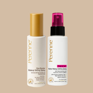 Perenne Best Selling Makeup Setting Sprays Combo - Glow Booster Invisible Makeup Setting Spray and Prep & Set Matte Makeup Setting Spray