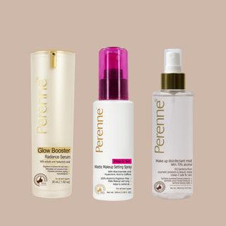 Buy Combo of Perenne Glow Booster Radiance Serum, Prep & Set Matte Makeup Setting Spray & Makeup Disinfectant Mist (30ml x 100mlx 200ml)