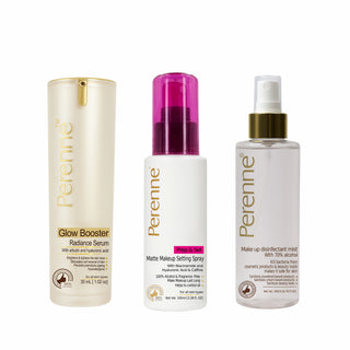 Buy Combo of Perenne Glow Booster Radiance Serum, Prep & Set Matte Makeup Setting Spray & Makeup Disinfectant Mist (30ml x 100mlx 200ml)