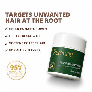 Perenne Hair Retardant Cream | Reduces Unwanted Face Hair Growth | Dermatologist-Tested & Clinically Proven Formula | Natural & Paraben-Free | Safe for Face & Body | For Women & Men