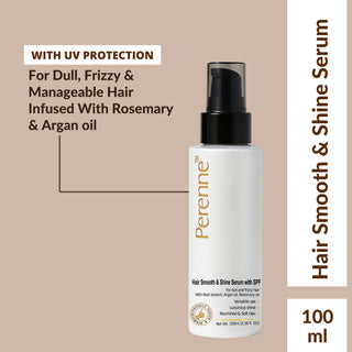 Perenne Hair Smooth and Shine Serum with SPF | Paraben & Sulphate Free| For Men & Women | All Hair Types | Controls Dry, Rough & Frizzy Hair| With Root biotech, Argan oil & Rosemary oil (100 ml)