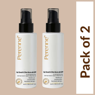 Perenne Hair Smooth and Shine Serum with SPF | Paraben & Sulphate Free| For Men & Women | All Hair Types | Controls Dry, Rough & Frizzy Hair| With Root biotech, Argan oil & Rosemary oil (100 ml)