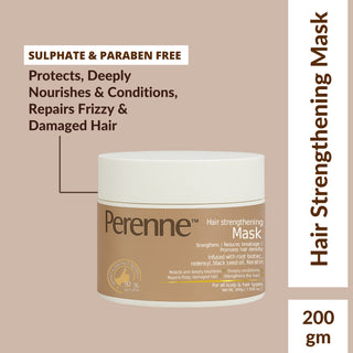 Perenne Hair Strengthening Mask | Anti-Hair Fall & Damage Repair | Deep Conditioning & Nourishment | Sulphate & Paraben-Free | With RootBioTec, Redensyl, Black Seed Oil & Keratin | For Men & Women | All Hair Types