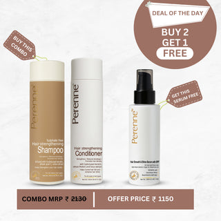 Buy Combo of Perenne Sulphate Free Hair Strengthening Shampoo (250ml) & Hair Strengthening Conditioner (250ml) and Get FREE Hair Smooth and Shine Serum (100ml)