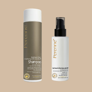 Haircombo_4 Combo pack of Perenne Clarifying Anti-dandruff shampoo & Hair Smooth and Shine Serum