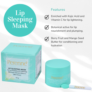 Perenne Lip Sleeping Mask (Mint Choco) For Lip plumping & depigmentation With Kojic acid & Vitamin C (10 gm)