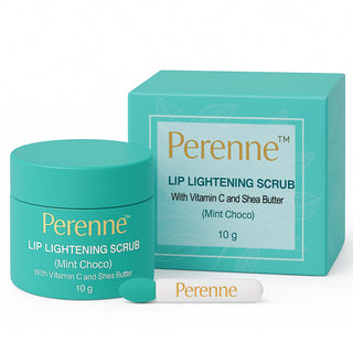 Perenne Lip Lightening Scrub (Mint Choco) | Exfoliates & Rejuvenates | Removes Pigmentation & Dead Skin | Vitamin C & Shea Butter | Hydrating & Plumping (10gm)