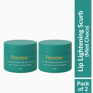 Perenne Lip Lightening Scrub (Mint Choco) | Exfoliates & Rejuvenates | Removes Pigmentation & Dead Skin | Vitamin C & Shea Butter | Hydrating & Plumping (10gm)